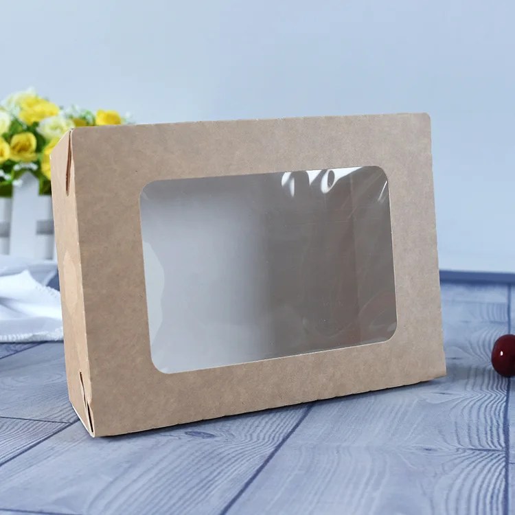 Spot wholesale disposable cowhide fast food fruit salad open window lunch takeaway packaging box