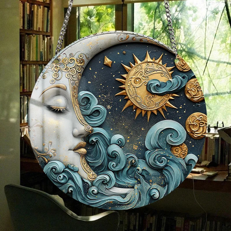 Custom acrylic round decorative pendant retro color custom pattern car home decoration pendant