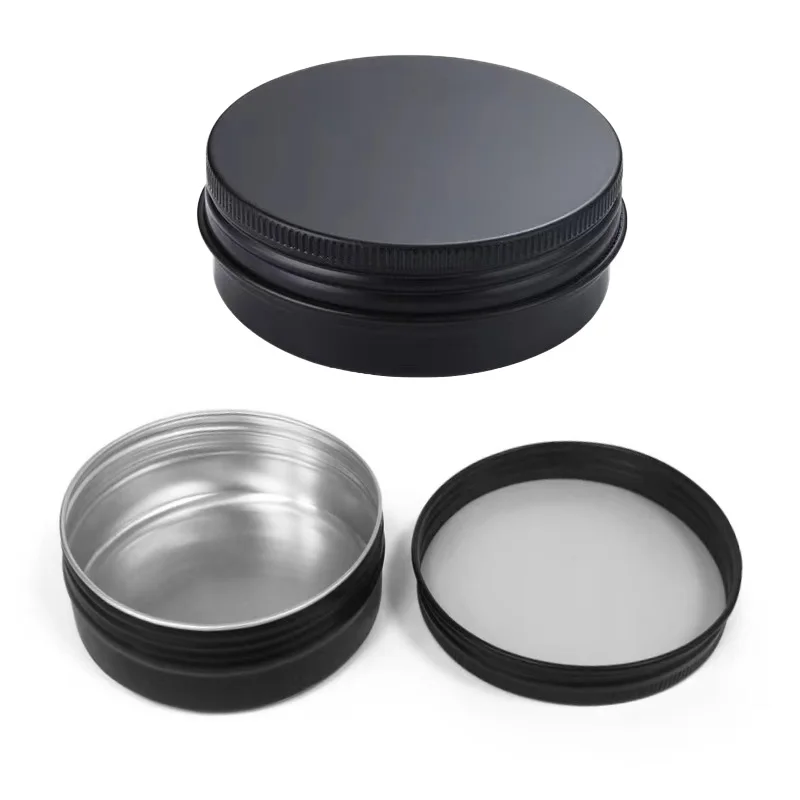 STOCK 10ml 30ml 50ml 60ml 80ml 100ml 120ml 150ml 200ml 250ml black metal aluminum tin jar container for cosmetic tea wax oil