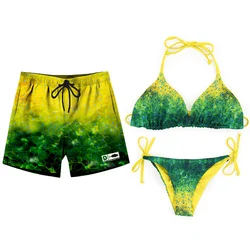 2021 Summer Ladies 2-Piece Bikini Quick-drying Sublimation Suit Printed Couple Swimwear Customized Parent-child Swimwear