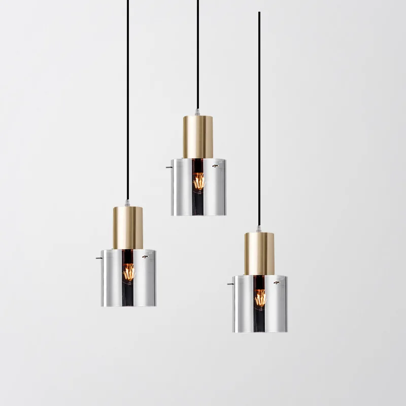 Retro style simple modern hanging ceiling long line small head led lamps in glass for bedroom living room
