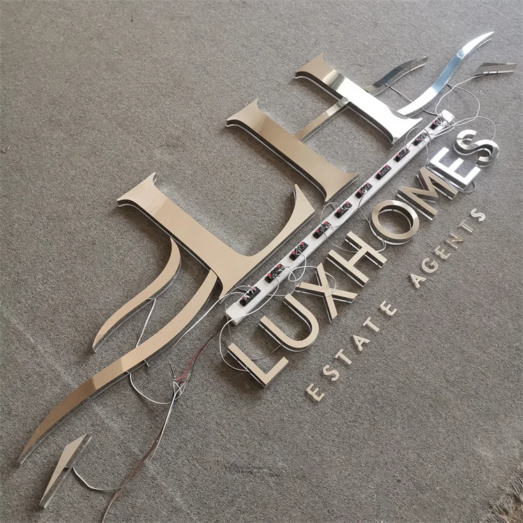 Custom LED Sign Mirror Sliver Stainless Steel Backlit Sign
