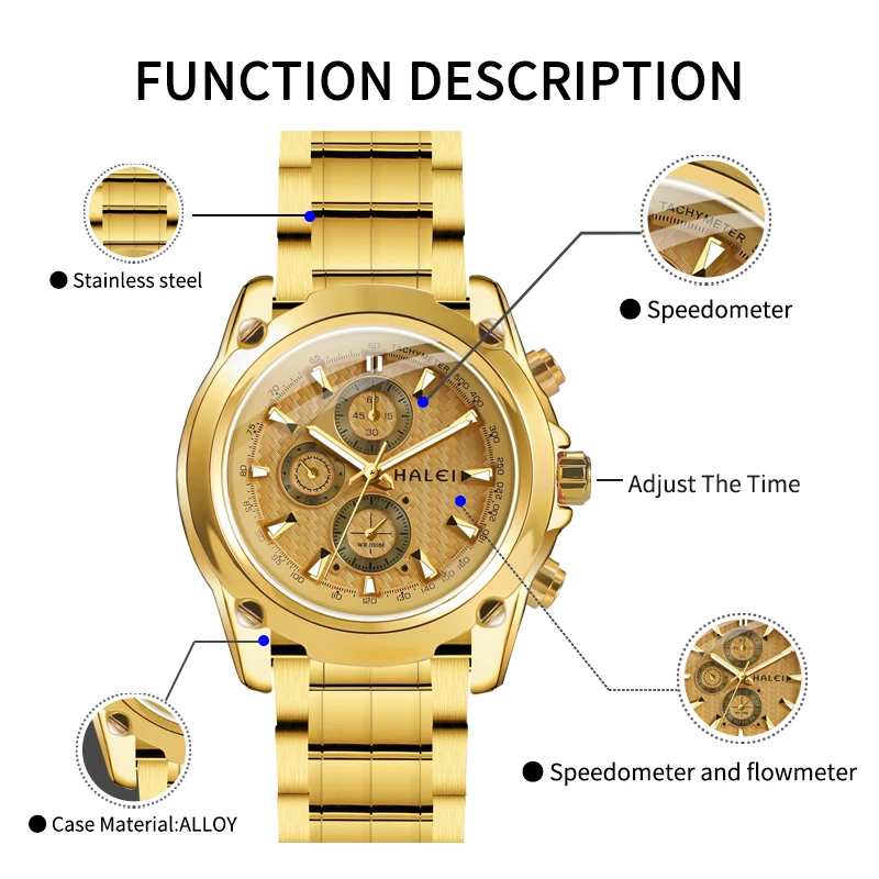 STAR RUDDER 3020M mens high quality gold wrist watch,premium hip hop watch set,japan movt quartz oem odm watch manufacturer