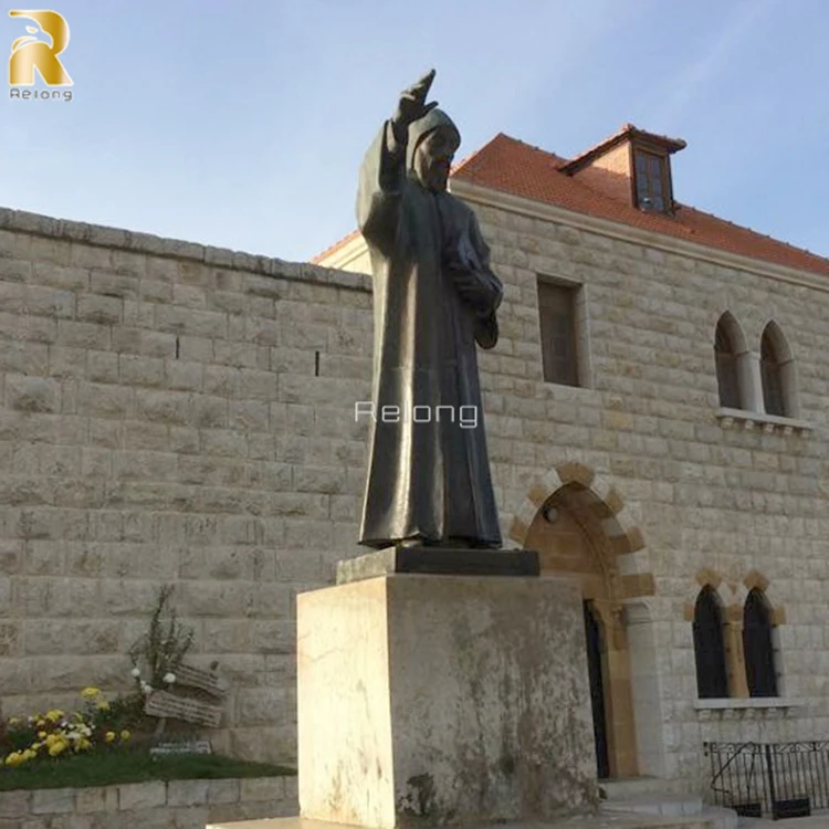 High Quality Custom Church Decor Bronze Saint Charbel Religious Statue for Sale