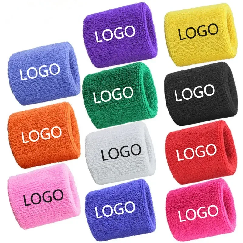 Custom logo wrist sweatband wallet sweat-abosorption  cotton wristband custom fabric wristband wrist tube hand tower sweatband