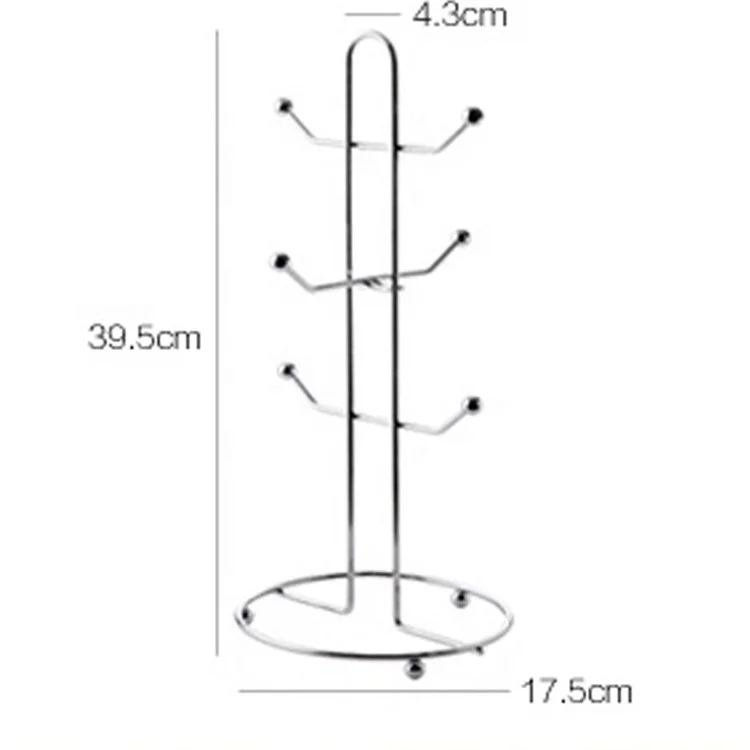 Euro-Style kitchen accessories metal 6pcs mug tree stand cup hanger rack