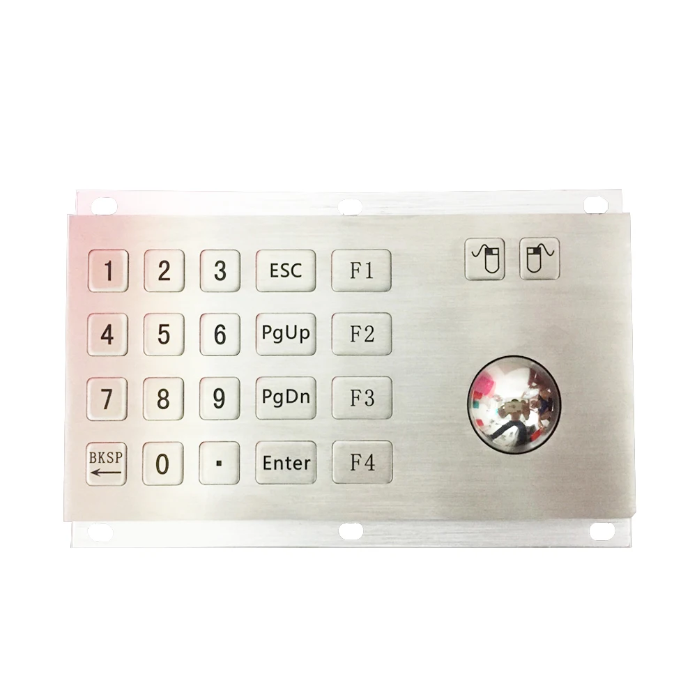 20 keys stainless steel metal keypad with trackball