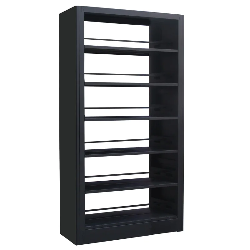 Hot sale black double-sided metal modern style bookshelf with 6 layers