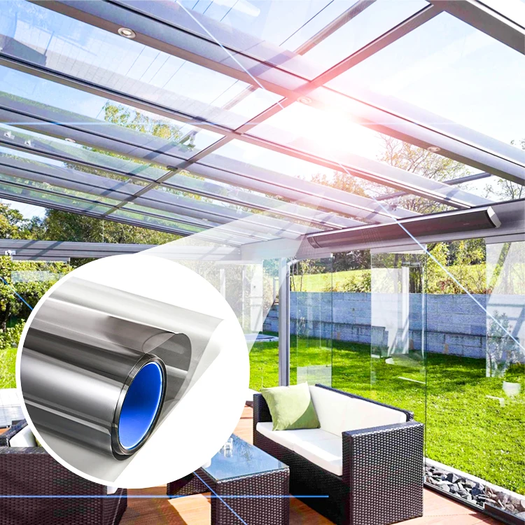 
One Way Daytime Privacy Mirror Heat Control Uv Blocking Window Stickers Tint For Home Office Living Room Black Silver 