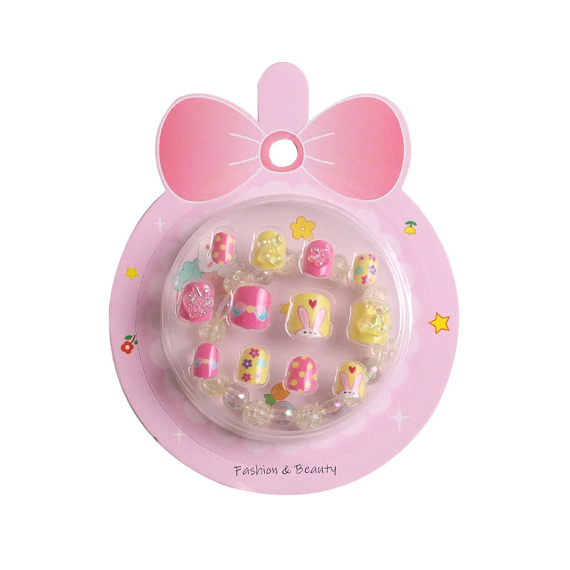 cute rabbit presson false nail girls inpluser heart false nails professional kid fingers false nail tips