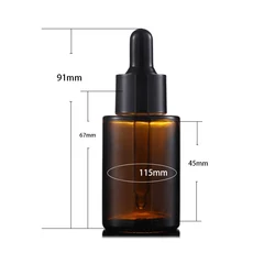 Amber clear frosted 1 oz 1oz 30 ml 30ml flat shoulder cylinder glass dropper bottle for serum essential oil