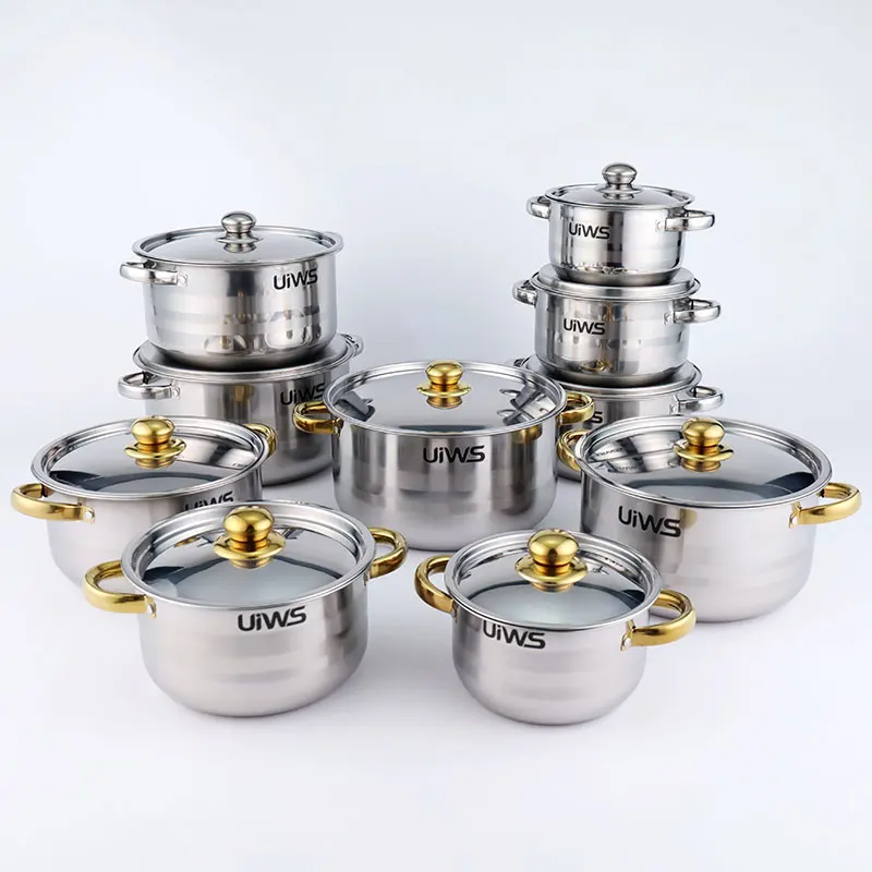 10pcs Cooking pot set stainless steel cookware set kitchen soup pot set