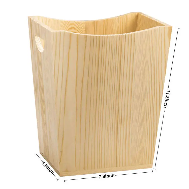 Wooden Trash Can Rustic Farmhouse Style Wastebasket Bin garbage can with Handle for Living Room,Office