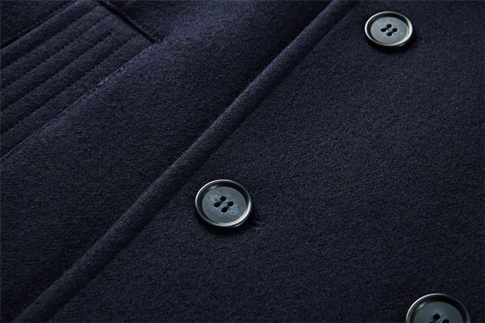 
Winter Classic Wool Padded Men Coat Double Breasted Quilted Men Pea Coat 