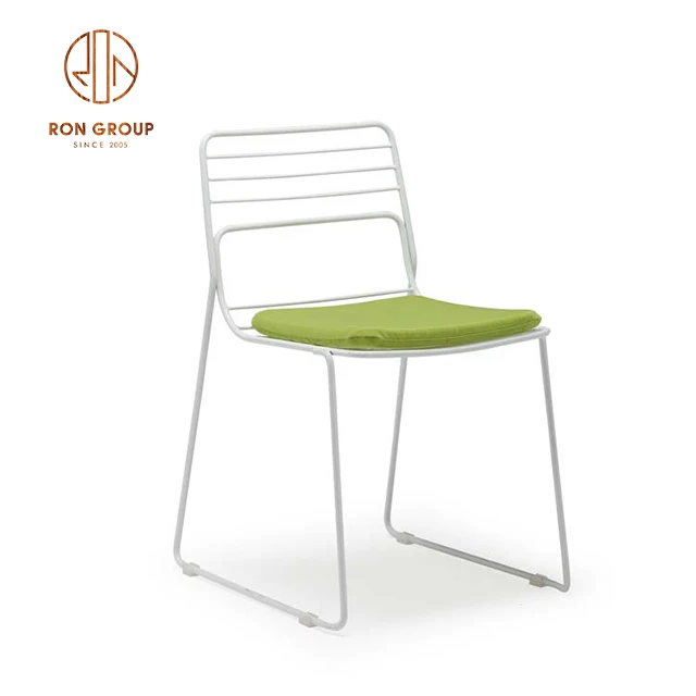 Wholesale Cheap Outdoor Garden restaurant Furniture Courtyard Silver metal Wire Dining chairs With Seat Pad