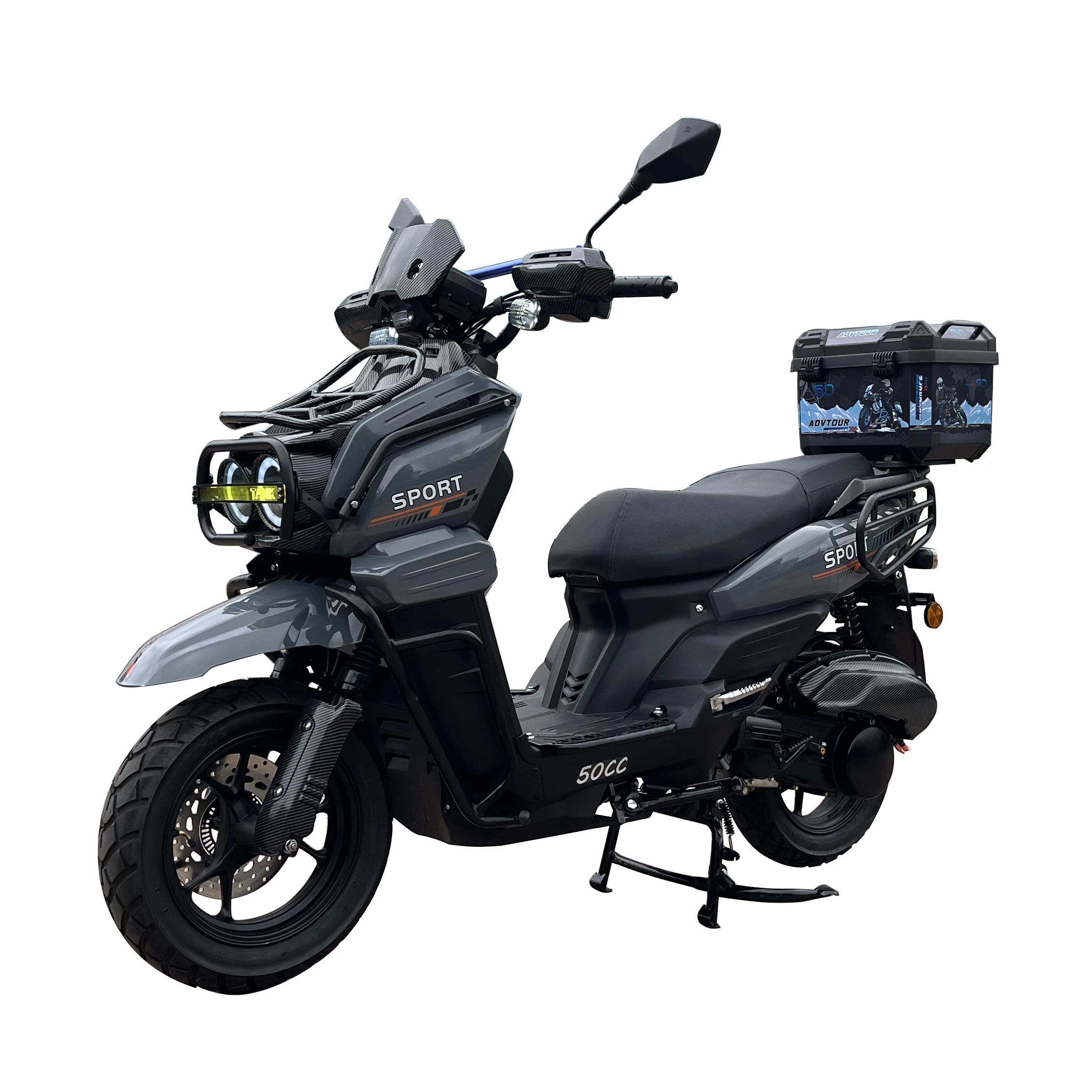 Max Speed 95km/h OTTC 50cc Scooter with 150cc Air Cooling Engine with Disc & Drum Brakes Delivery Box