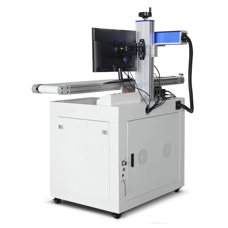 Raycus 30w visual positioning fiber laser marking machine for electronic parts keychain USB key