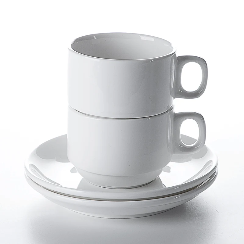 
High Temperature Restaurant Cafe Bar Porcelain Coffee Cup Factory, Tea Cup Sets, White Cups And Saucer Ceramic 
