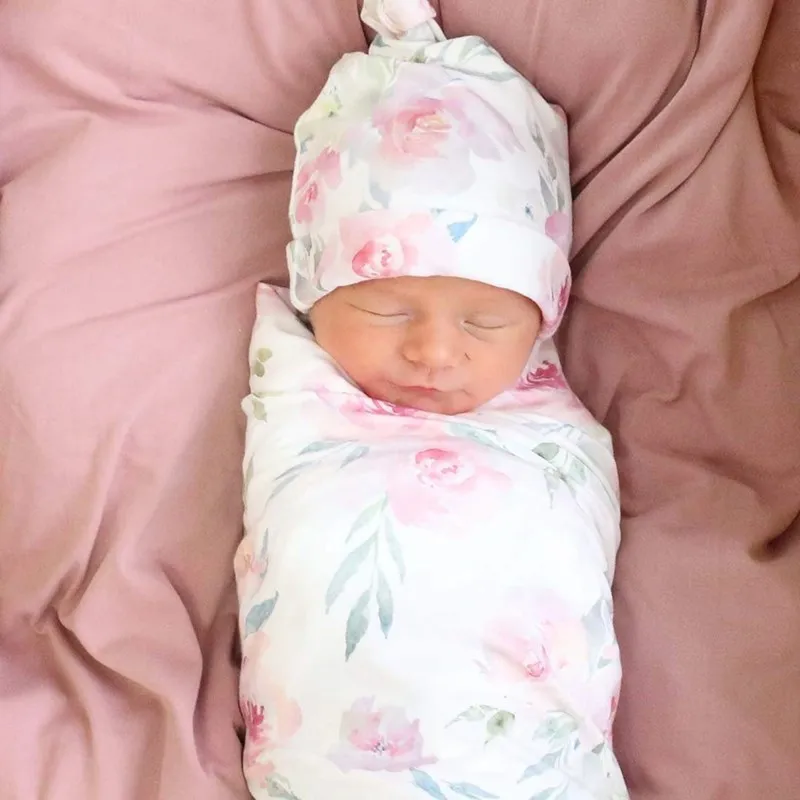 jersey bamboo cotton swaddle blanket in solid or printing baby wrap
