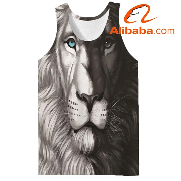 Custom Logo Animal Tank Top Men Lion Funny Painting T-Shirts 3D Printing Art Tshirt Printed Mens Clothing T Shirts Streetwear