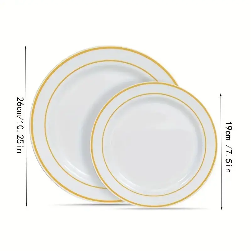 25pcs Gold Edged Hot Stamping Plates Party Tableware Disposable Paper Plates And Cups Party Tableware