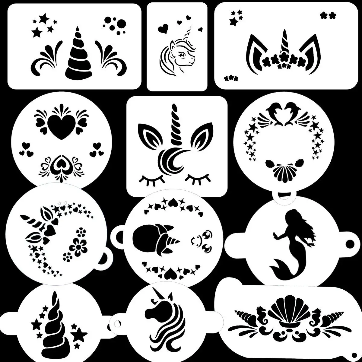 Custom 3inch body painting 56 pet elf reusable patterns Plastic drawing  stencils template