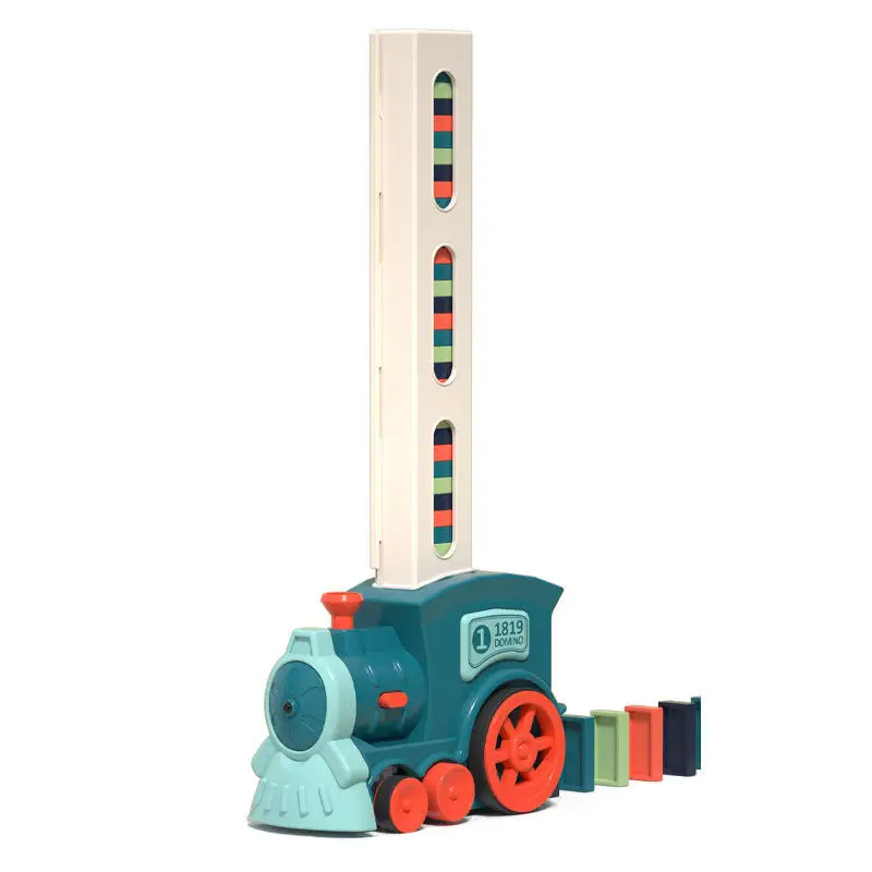 Wood Train Toys Set  Montessori Educational Wooden Train Track Toy Children Gifts  Electric Automatic Domino Train Toy