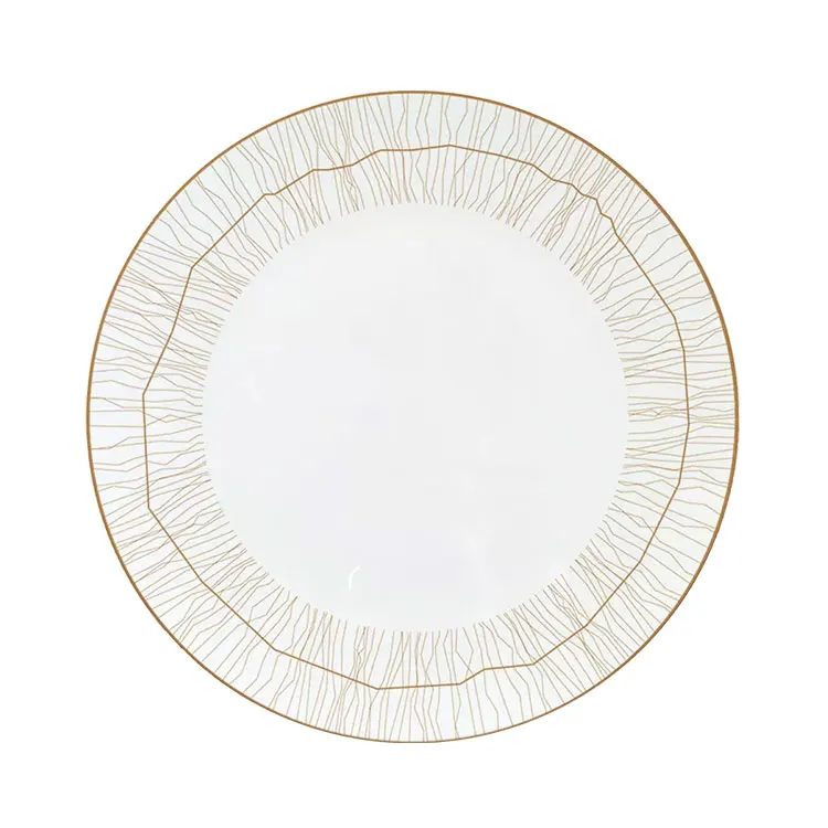 Wholesale elegant white porcelain dinner plates 4pcs European style plate with gold pattern porcelain dinnerware set