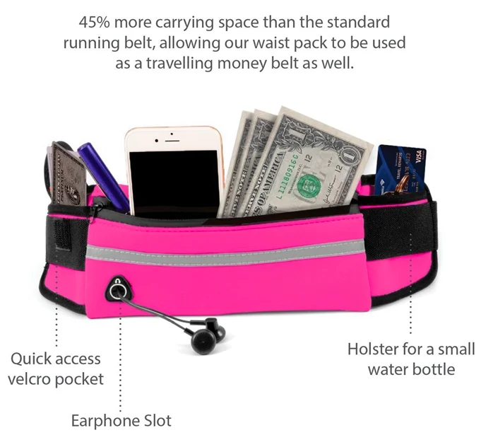 Wholesale Portable Outdoor Sport Waist Bag Phone Belt For Gym Travel Hiking Sport Running Sport Bag With Pocket For Ladies