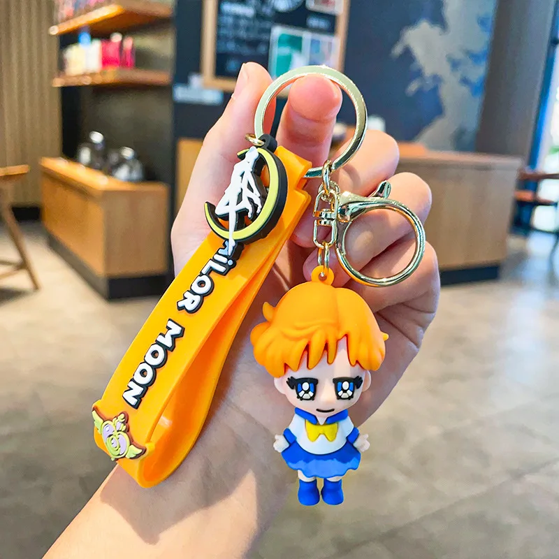 New Cartoon Anime 3D PVC Key Chain Ring Schoolbag Pendant Beauty Girl Sailors Moon Keychain