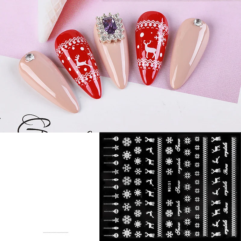 MU Snowflake Snow  Nail Art Stickers Decal Tips Xmas Reindeer Self And adhesive Nail Sticker