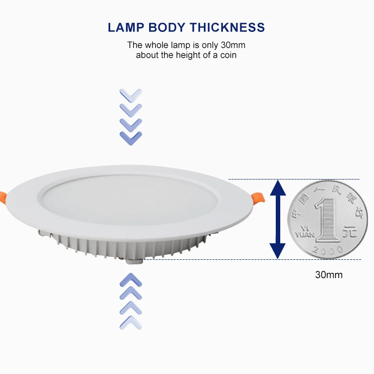 Easy Installation SMD Round Panel Down Light LED Recessed Trimless Ceiling Downlight