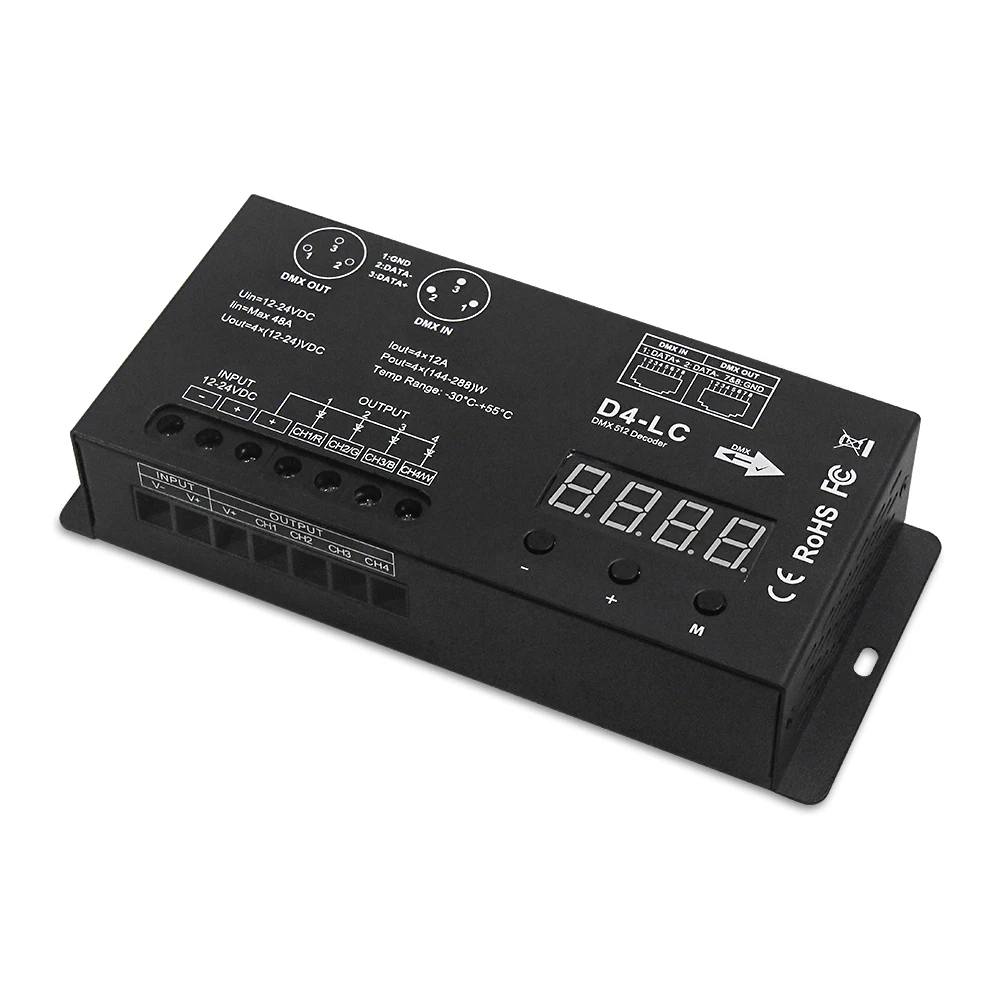 New product high power 4 channels RGBW decoder for digital display constant voltage DMX512 decoder