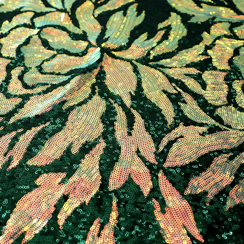ARCHSTELLA  Floral Iridescent 2-way stretch sequins shiny evening dress fabric
