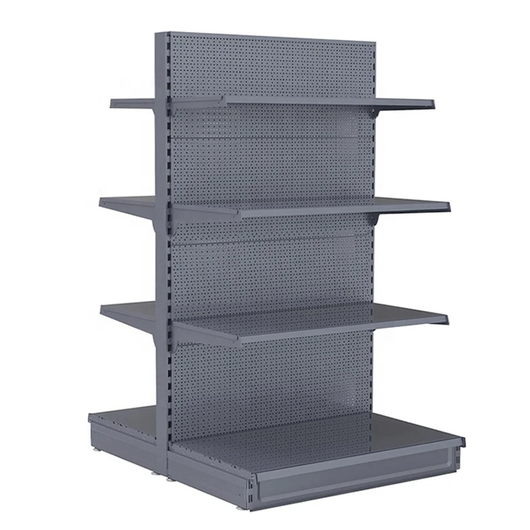 Double-sided Perforated Back Panel Grocery Shelves Supermarket Equipment