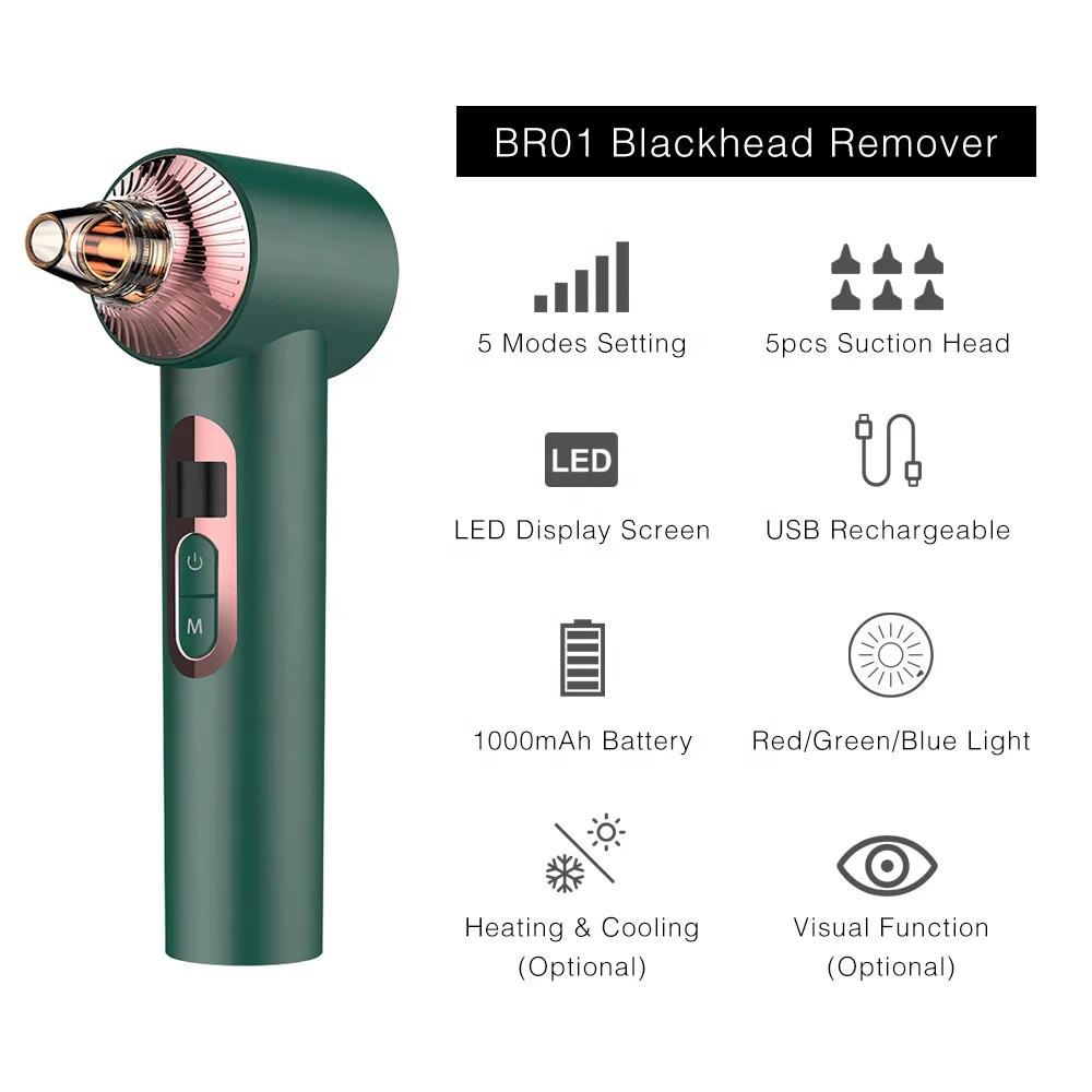 Pore Vacuum Blackhead Remover Rechargeable Vacuum Suction Different Kinds of Nose Blackhead Removal for Deep Cleansing