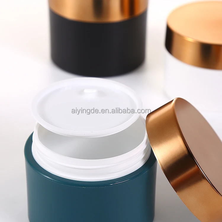 200ml/250ml Matte Black Surface PP Cream Jar with Rose Gold Lid for Hair Wax cream jar with gold black sliver aluminium cap