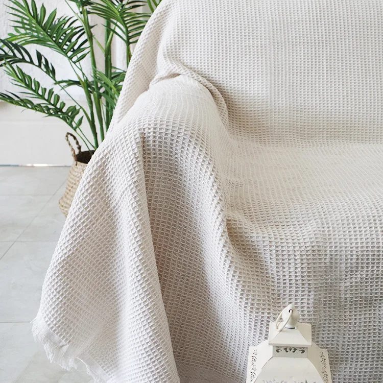 Factory stock Nordic simple plain Waffle sofa blanket decoration cloth sand hair towel
