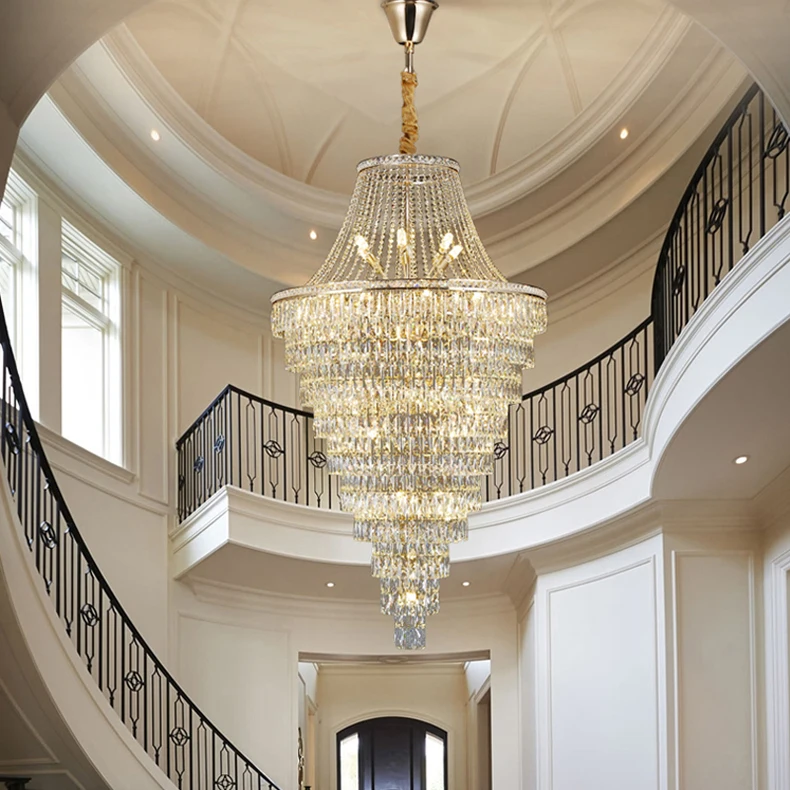 High ceiling Long stair big chandelier Lighting Fixture Decorative Hotel Lobby Staircase Villa large Crystal Chandelier Luxury