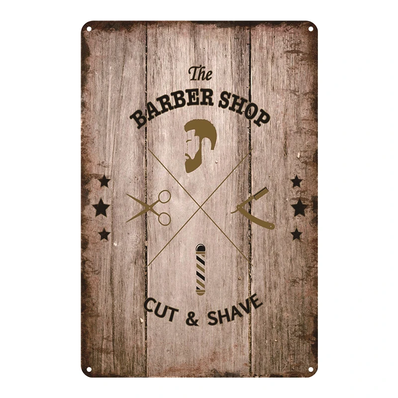 Wholesale vintage metal tin sign Salon Barber Shop hair cut decor