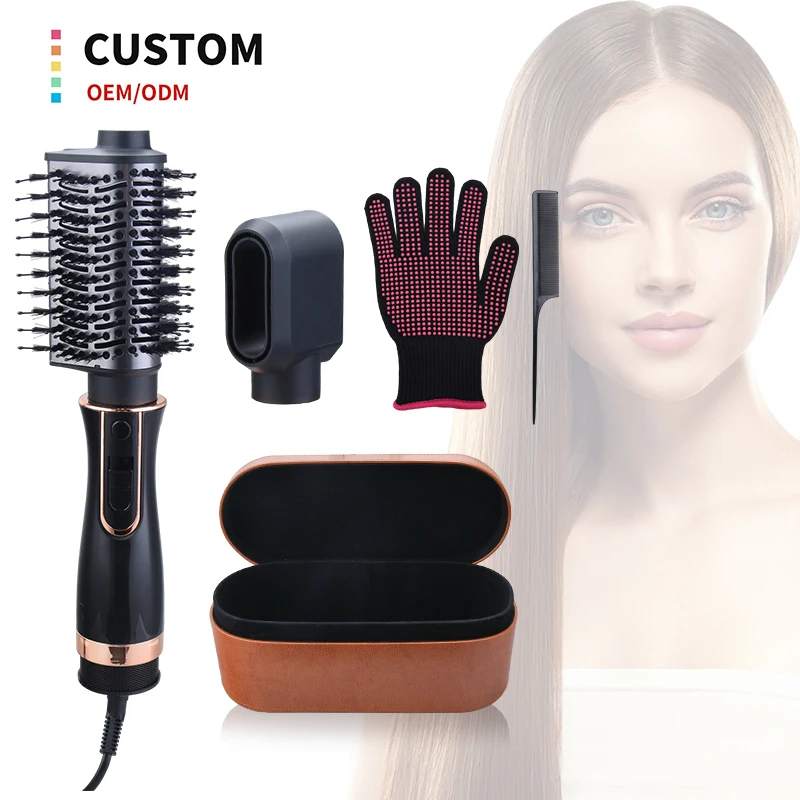 One-Step Hair Dryer and Styler Interchangeable Hair Straightener Curling Iron Curler Compact Hair Styler Brush