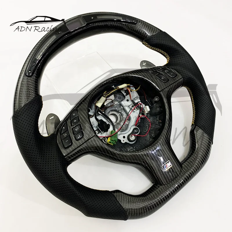 LED Screen Shift Light Carbon Fiber Steering Wheel For BMW E46 M3 E39 M5