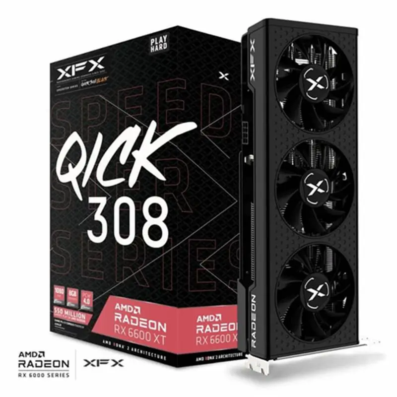 XFX Speedster Q ICK 308 AMD GPU Radeon RX 6600 XT черная игровая видеокарта с 8 Гб