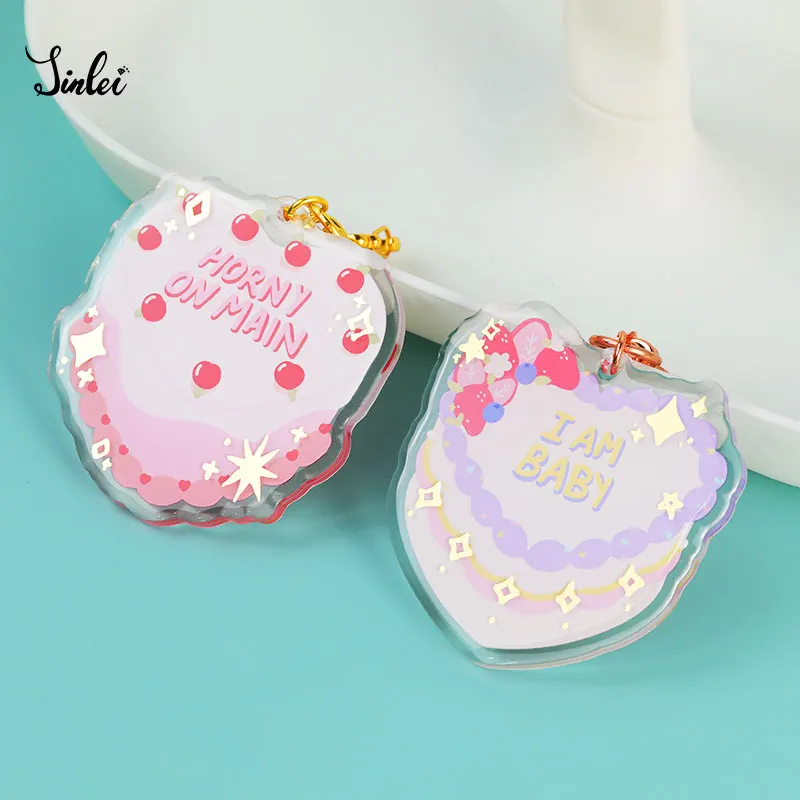 Jinlei custom clear acrylic keychain custom printed anime cheap engraved acrylic charm