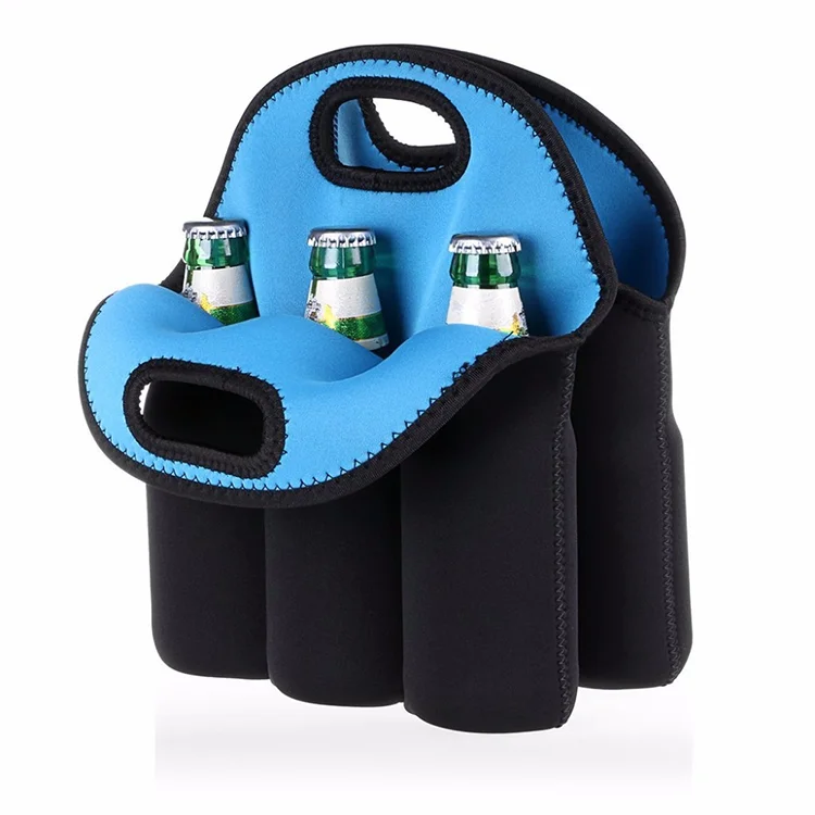 Wholesale Neoprene Fabric 6 Pack Beer Neoprene Tote Bottle Holder Bag Red Wine Cooler Bag for Picnic Beach