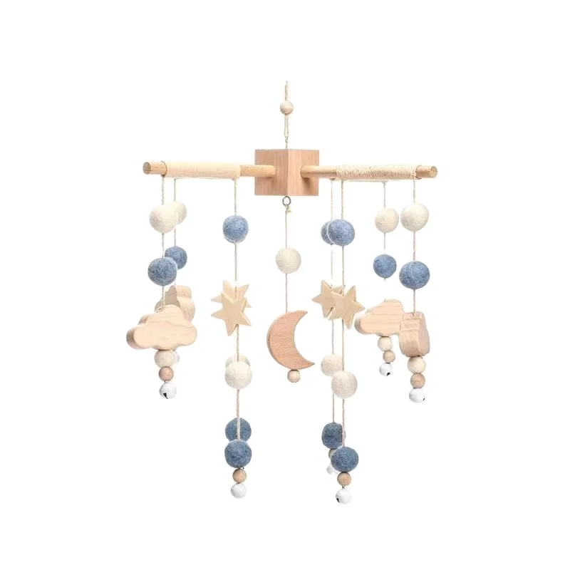 3 pcs Baby Crib Mobile Rattle Toys With Music Box Accessories Gifts Wooden Bed Bell