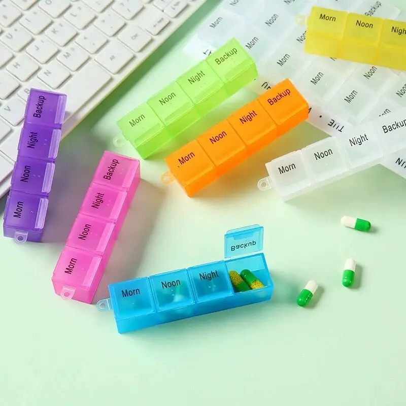 Hot Sale Custom Logo Pill Box Portable 28 Grid Weekly Plastic Pill Storage Box