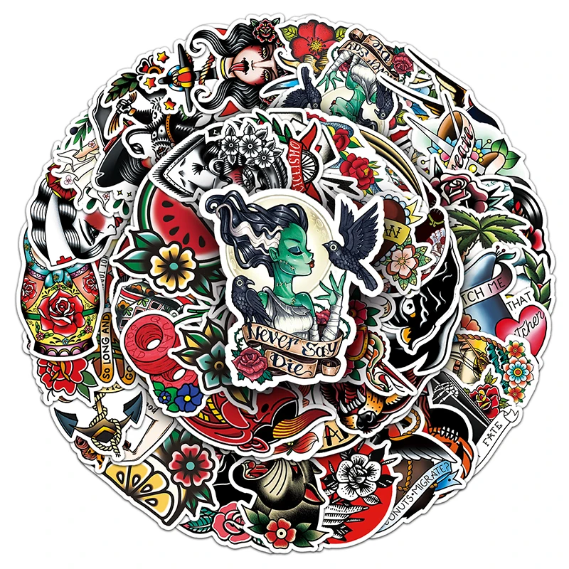 50pcs Factory Outlet Cartoon Manga Vinyl PVC Sticker Girls Graffiti Printing  tattoo Cartoon Stickers