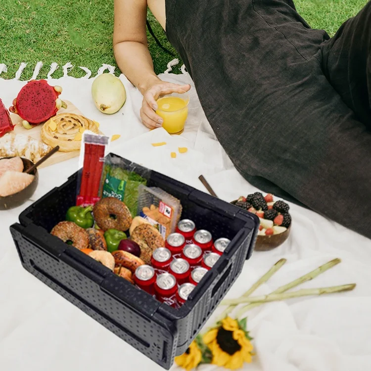 Wholesale High Quality Foldable EPP Foam Flip Box Collapsible Iceless Cooler Box Food Blank Opp Bag Outdoor Camping OCPO Kitchen