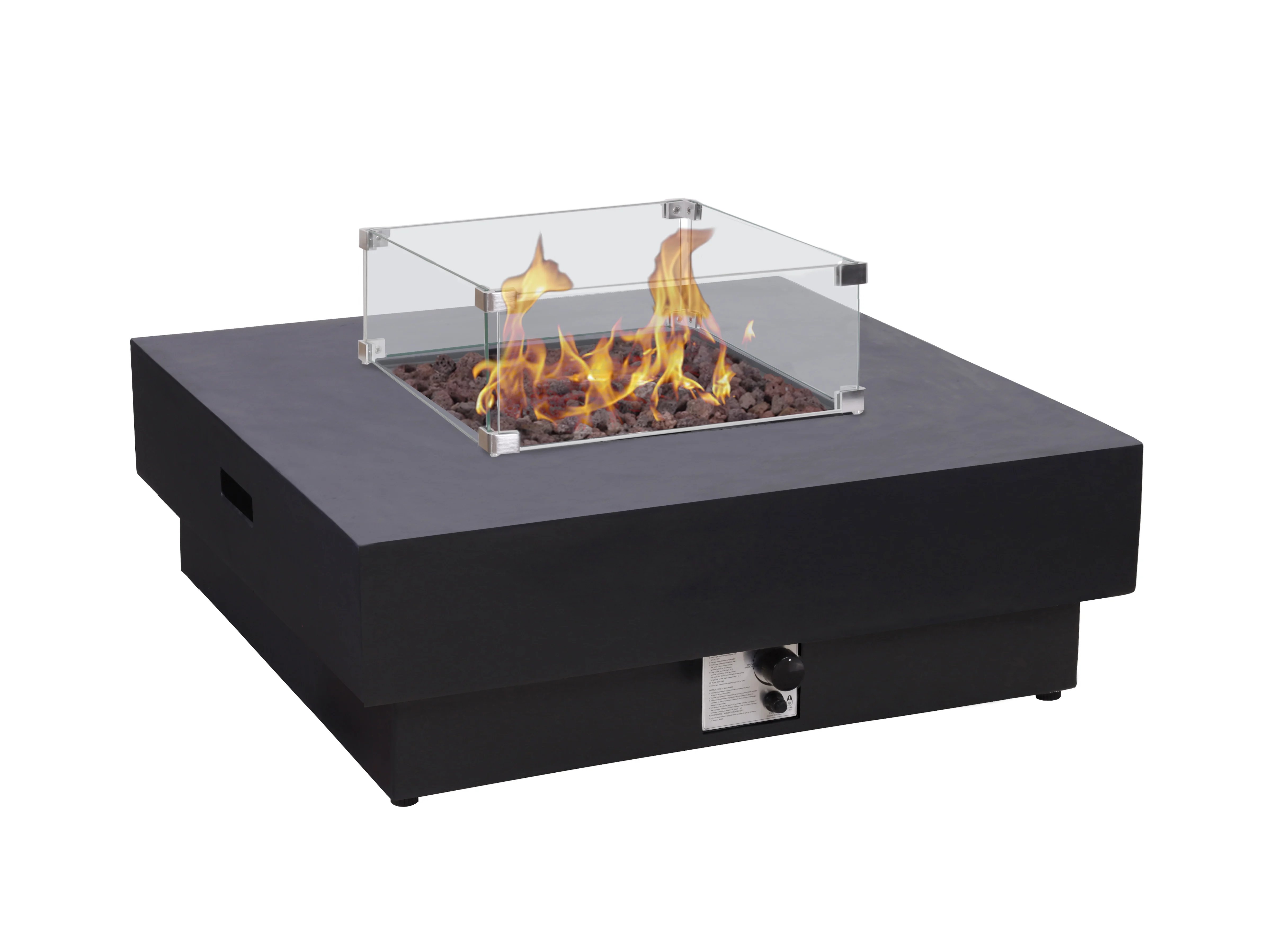 Popular Rectangular Outdoor Fire Pit Table Steel Concrete Material Smokeless Indoor/Outdoor Usage Patio/Garden Propane-Friendly